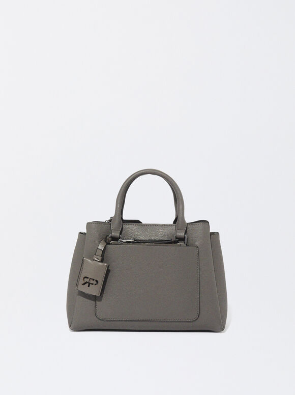 Tote Bag With Pendant, Grey, hi-res