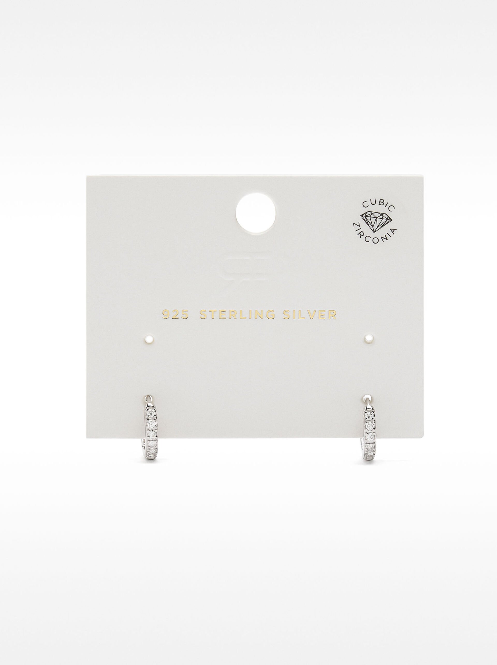 929 SILVER PERSONALISED HOOP EARRINGS WITH ZIRCONIAS image number 4.0