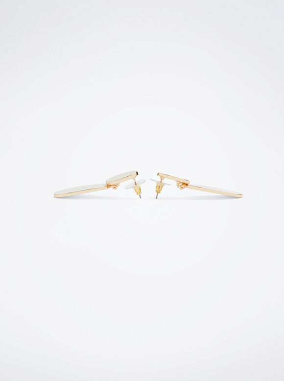 Enamel Earrings, Golden, hi-res