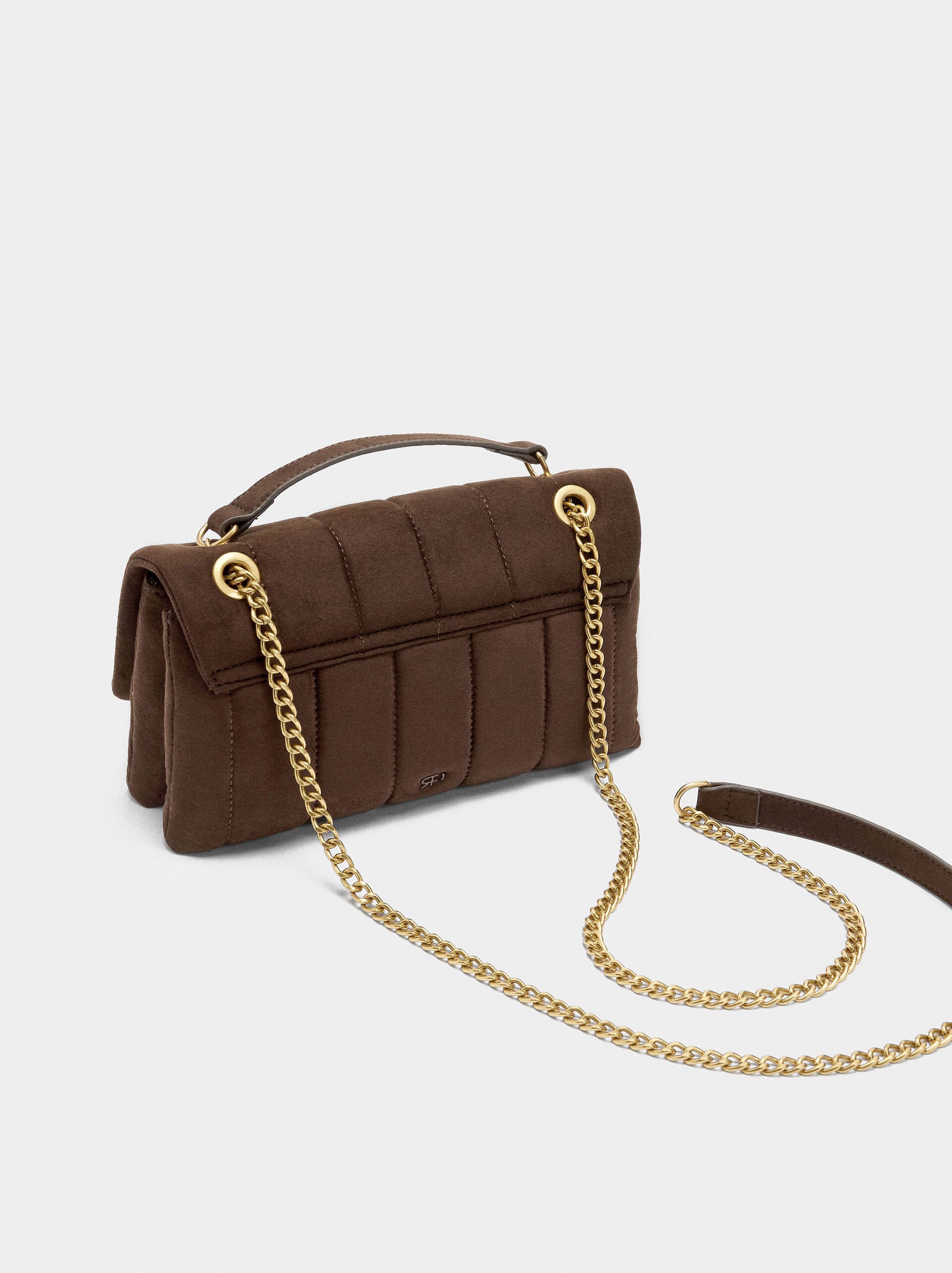 Leather-effect shoulder bag with flap image number 3.0