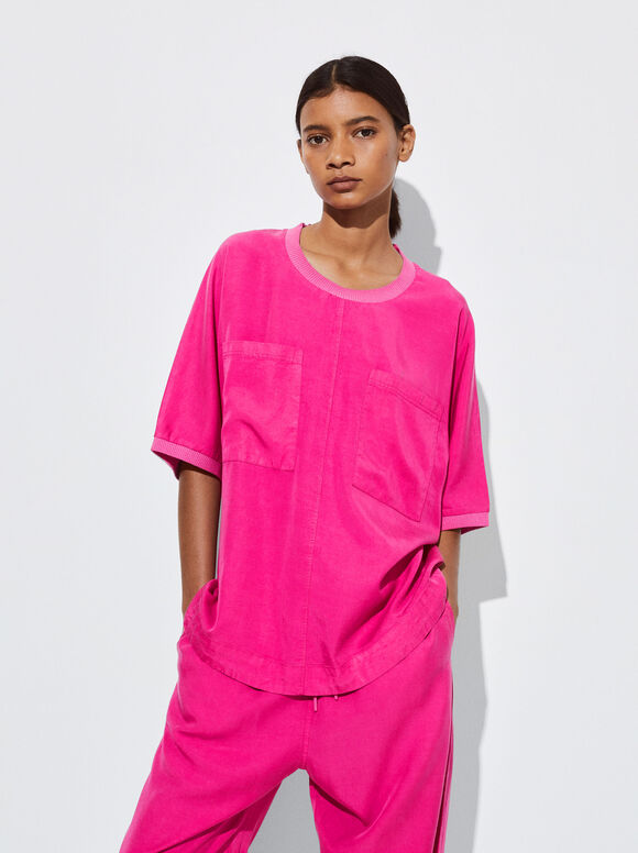 T-Shirt 100% Lyocell, Fuchsia, hi-res
