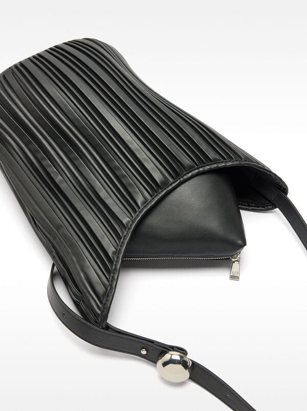 Pleated shoulder bag with removable pouch