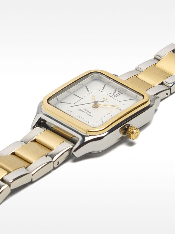 Bicolor watch with stainless steel bracelet