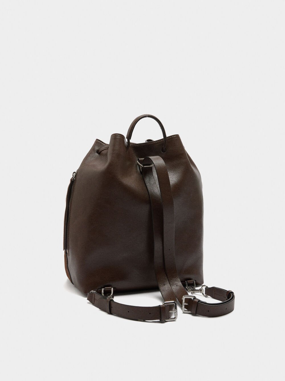 Backpack with leather details
