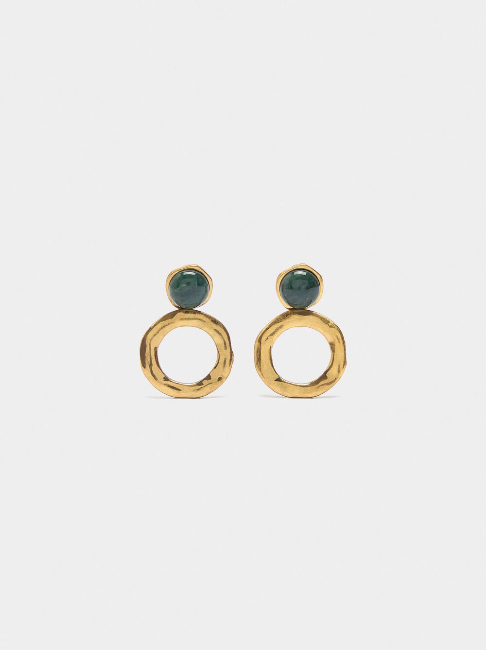 Sphere earrings with irregular hoop