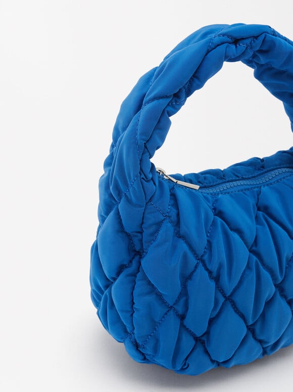 Quilted Nylon Shoulder Bag M, Blue, hi-res