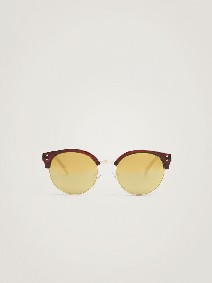 Óculos De Sol Redondos , Dourado, hi-res