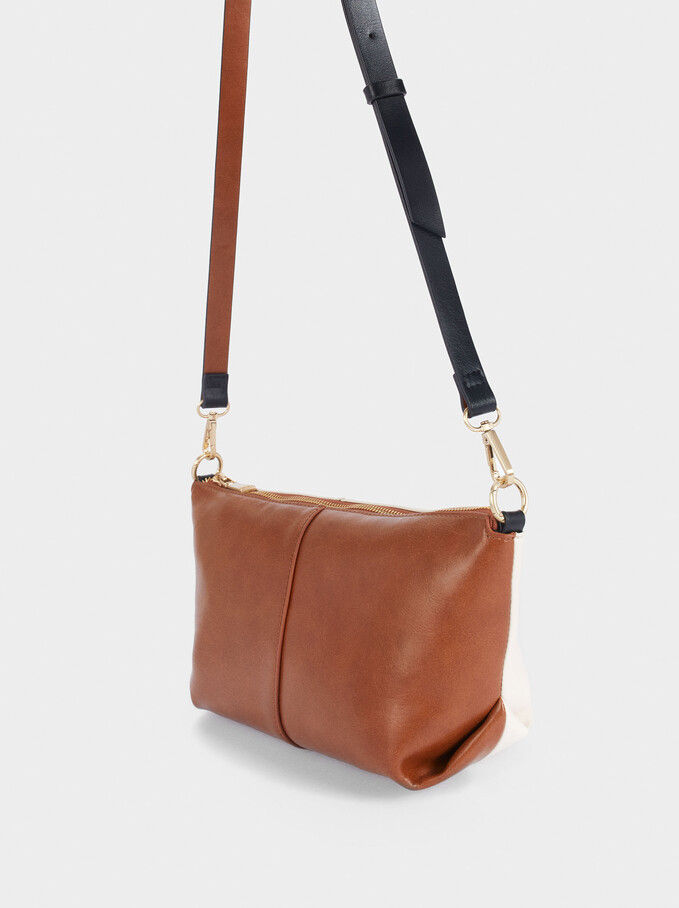 Shoulder Bag With Contrast Strap, Camel, hi-res