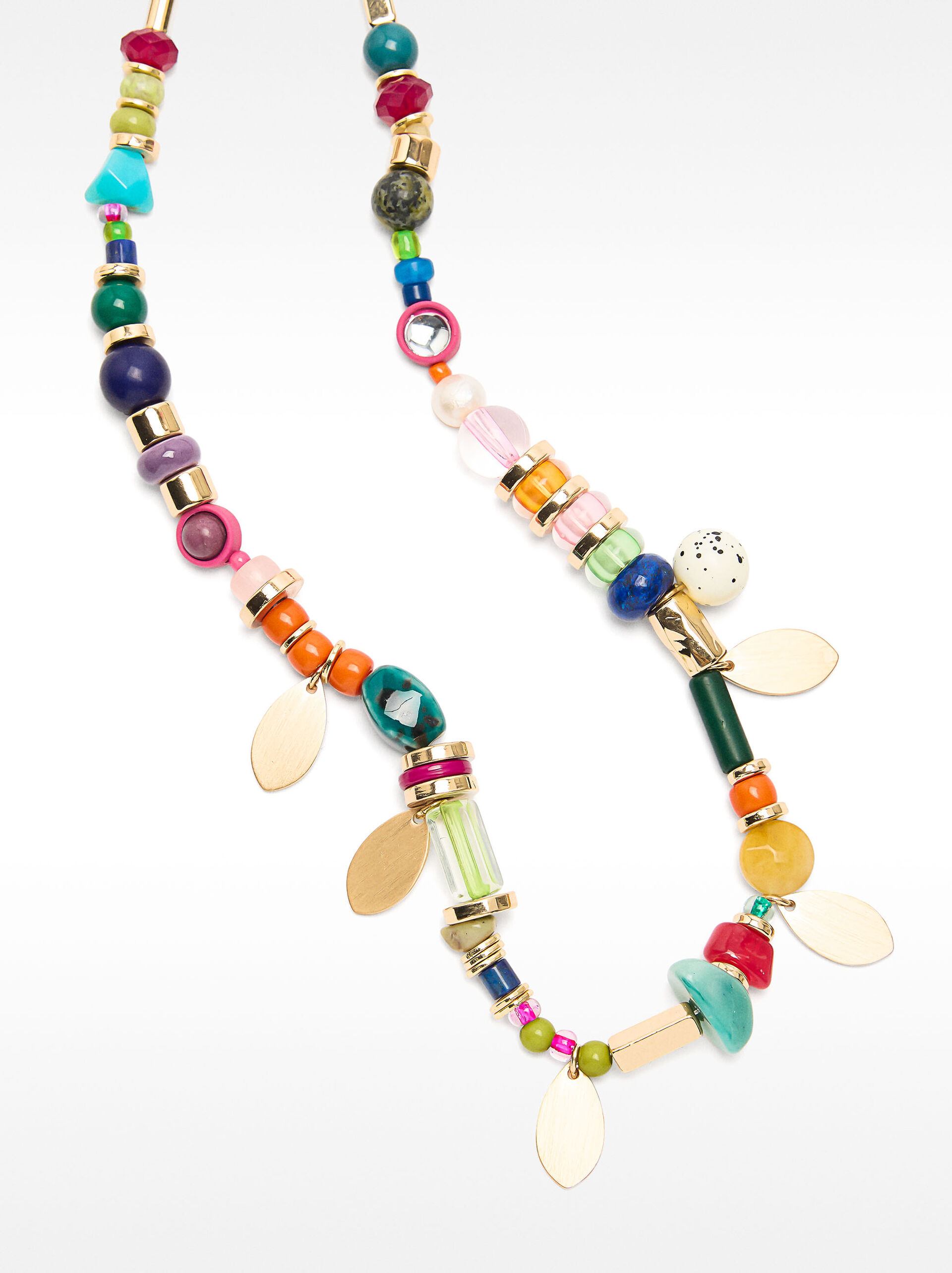 Collana corta con ceramica e pietre image number 1.0