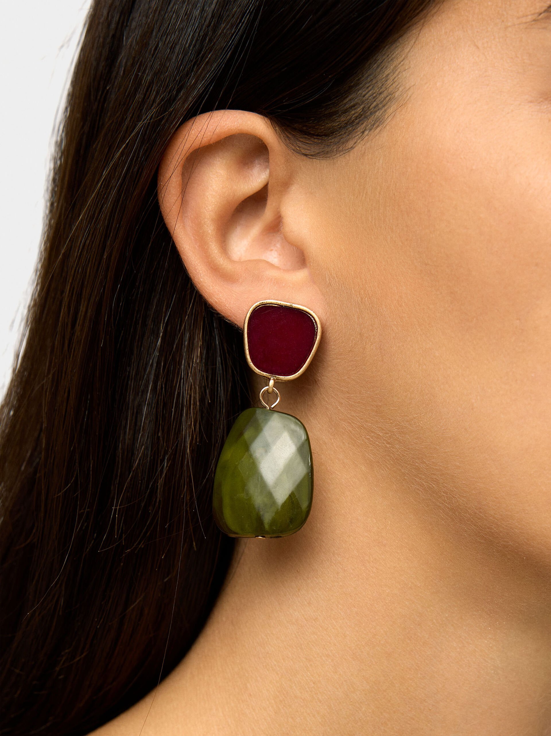 Long earrings with stone effect image number 1.0
