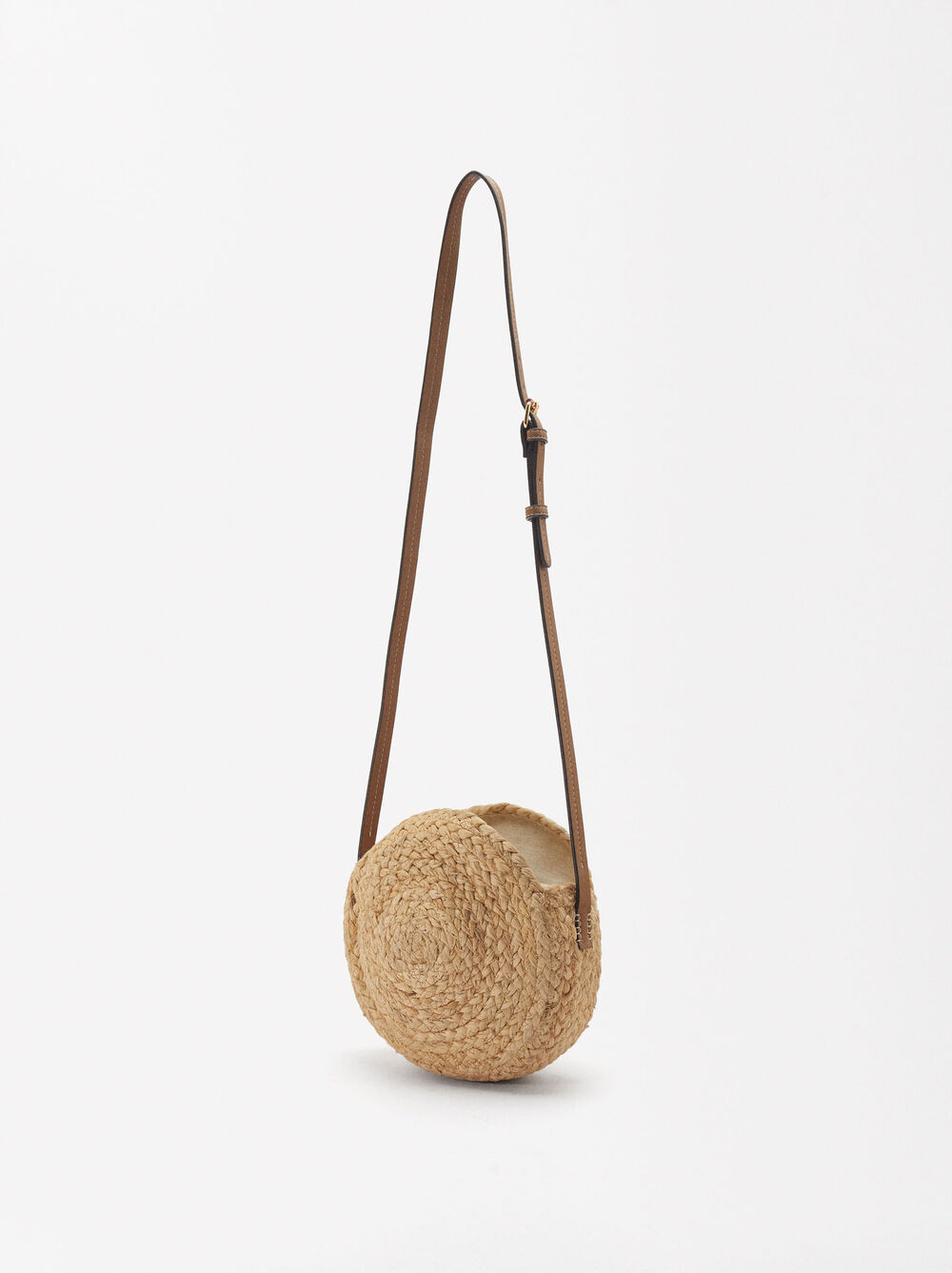Straw-Effect Crossbody Bag With Shell
