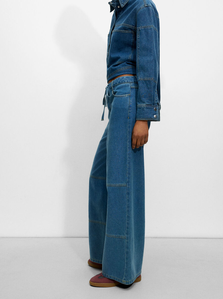 Wide leg denim pants