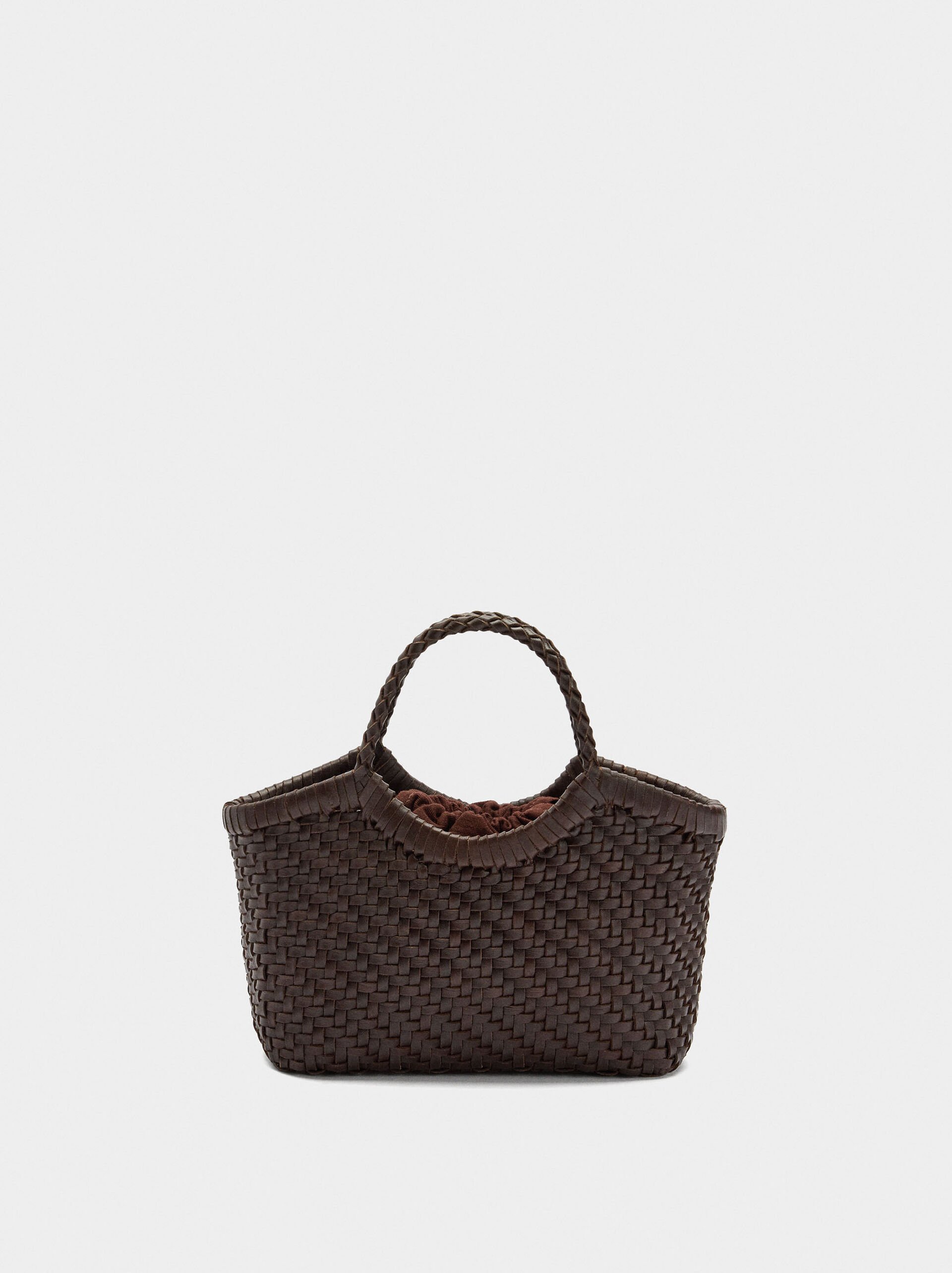 Tote bag with braided leather image number 0.0