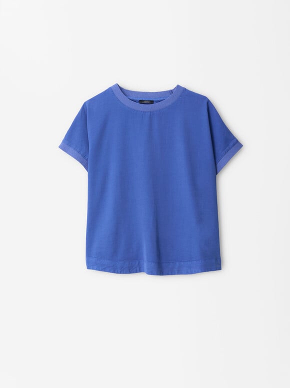 100% Lyocell T-Shirt, Blue, hi-res