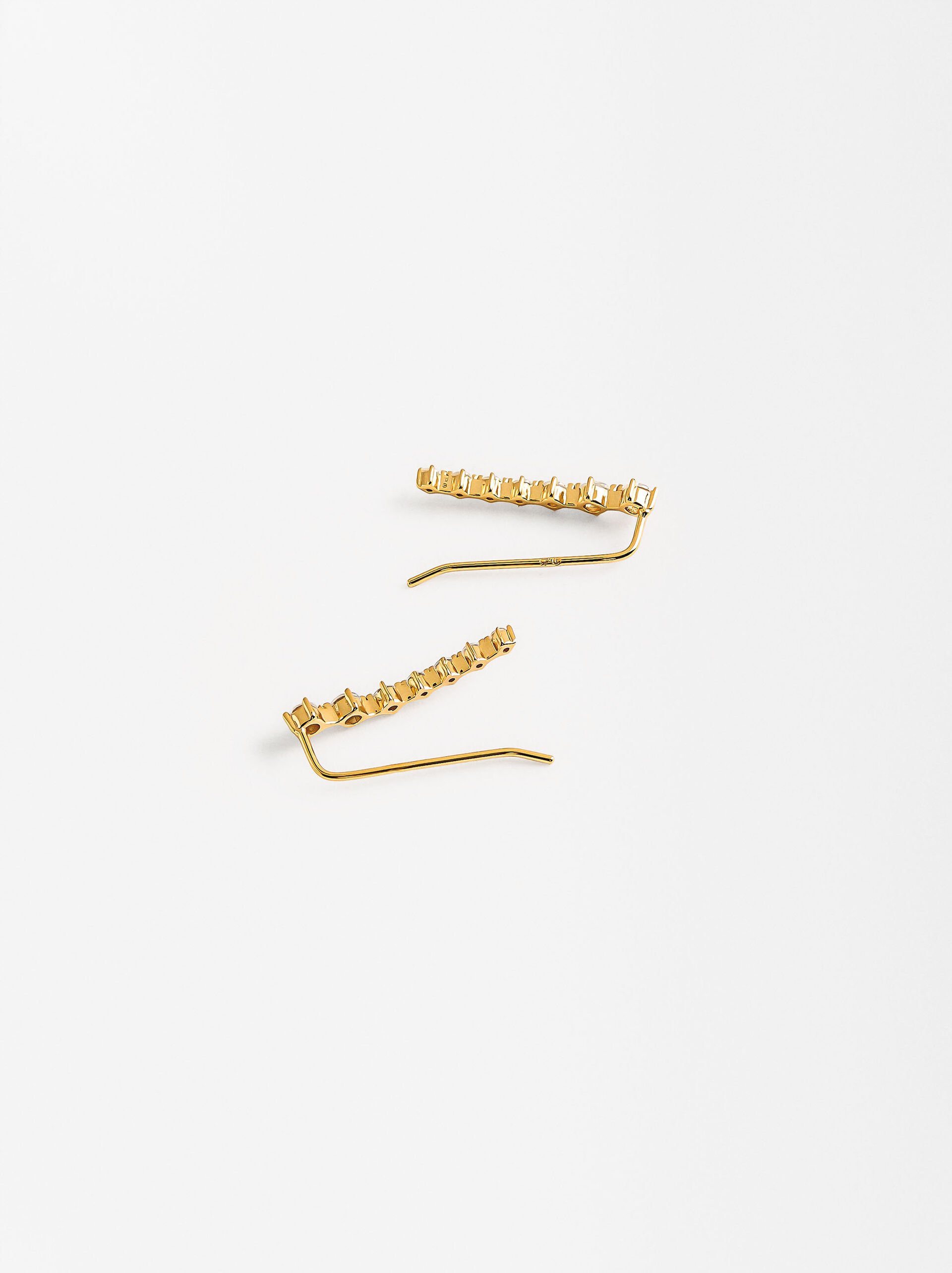 Boucles d'oreilles allongées avec zirconiums - argent sterling 925 image number 3.0
