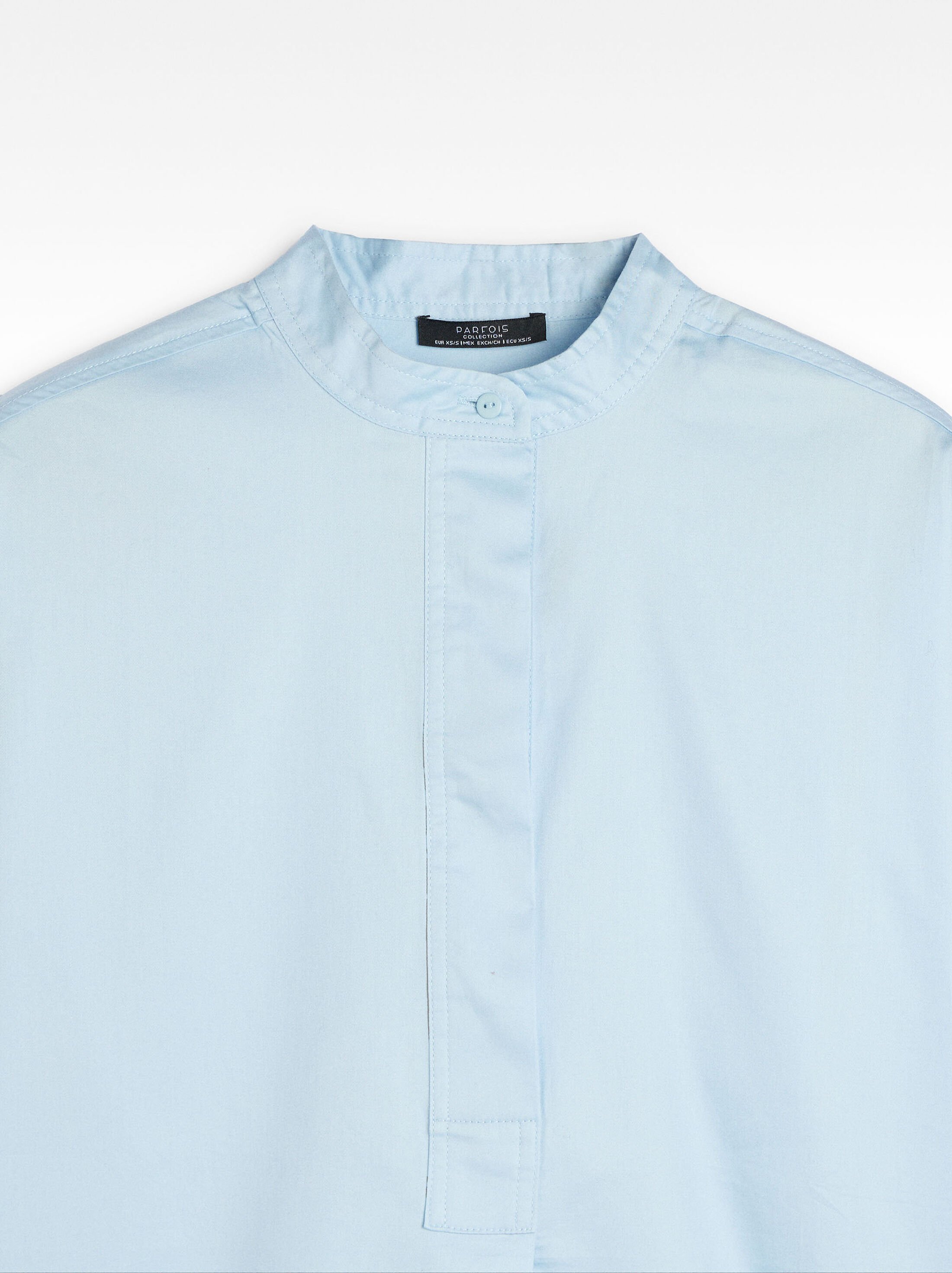 100% cotton shirt mandarin collar image number 5.0