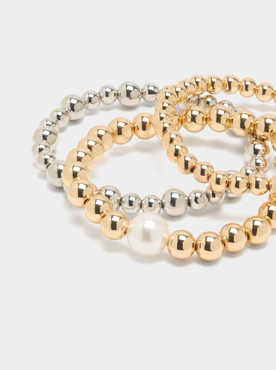 Set of three bicolor elastic bracelets