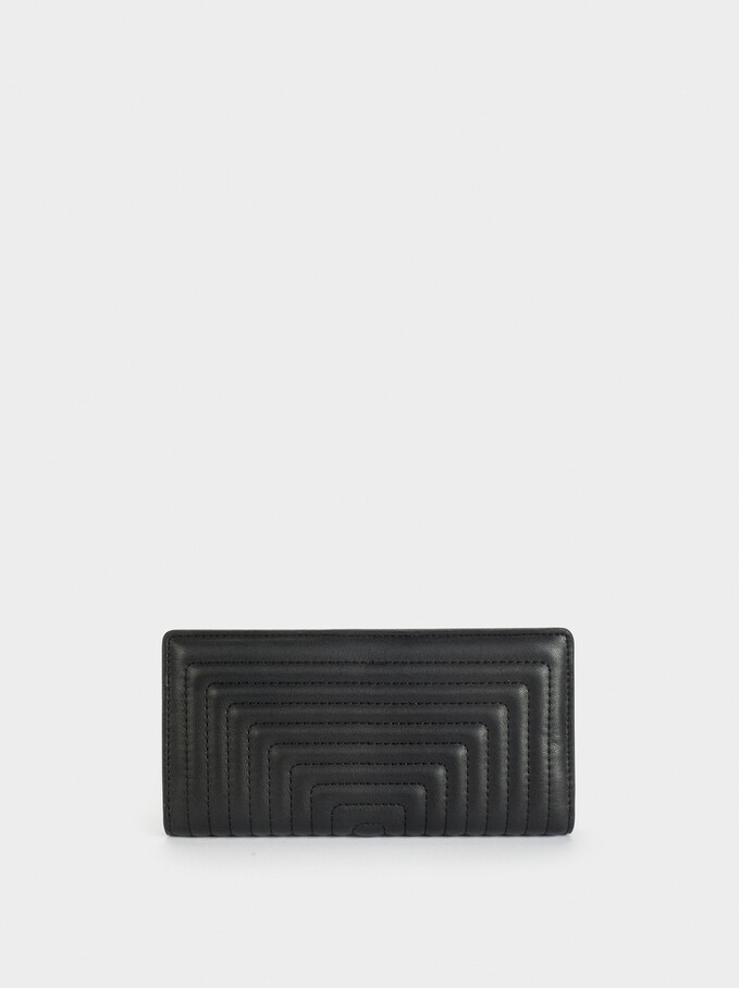 Quilted Large Wallet, Black, hi-res