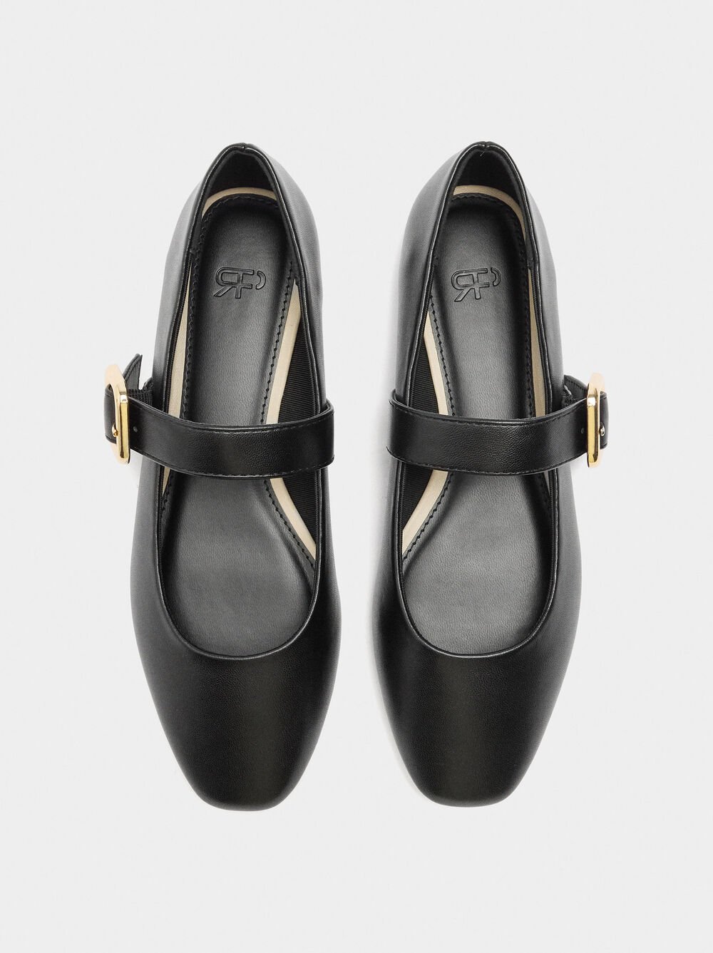 Ballet flats with strap and square buckle