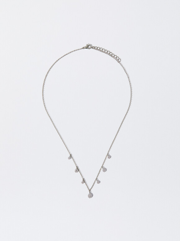 Silver Necklace With Zirconia, Silver, hi-res