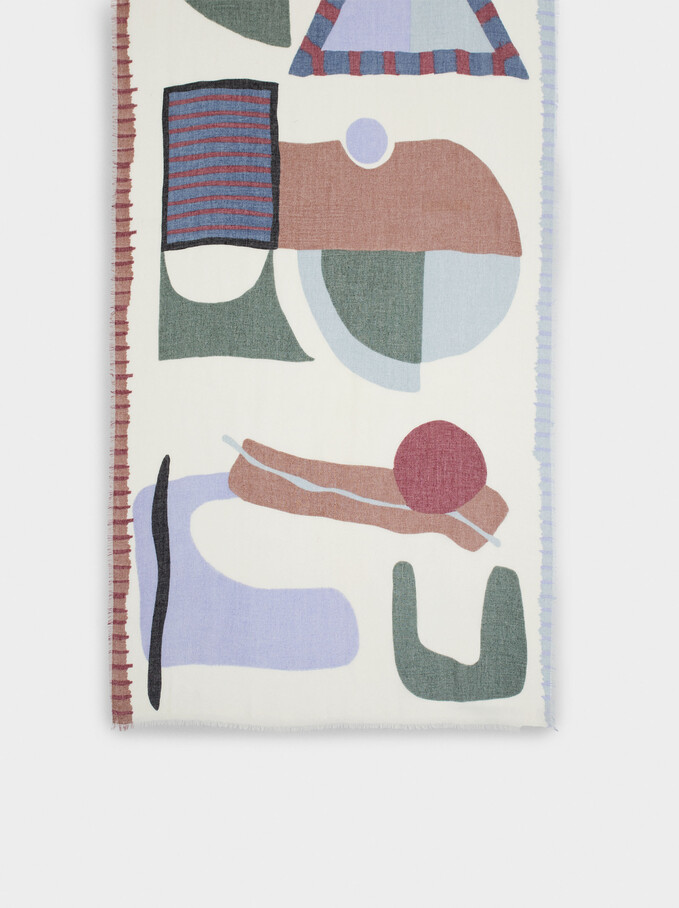 Printed Scarf Made From Recycled Materials, Multicolor, hi-res