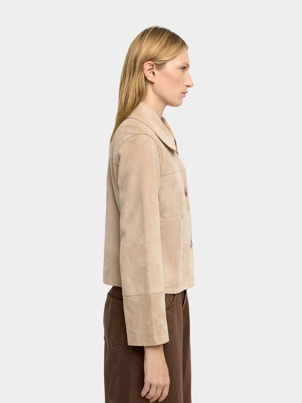 Leather jacket with buttons