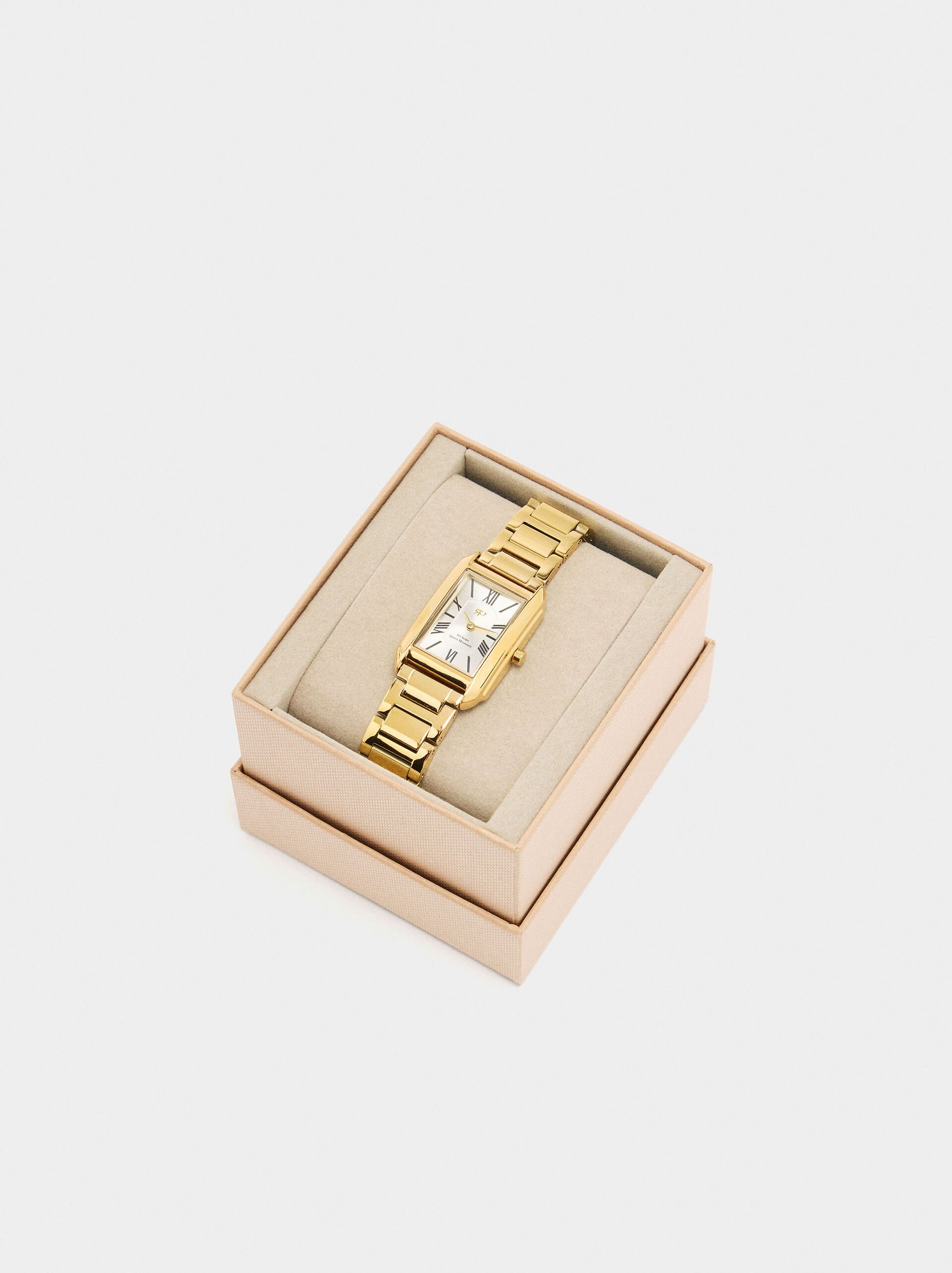 Rectangular watch with stainless steel bracelet image number 3.0