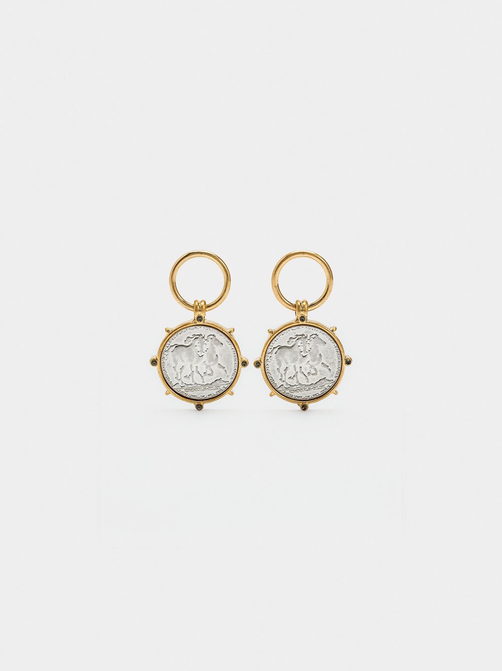 Bicolor coin earrings
