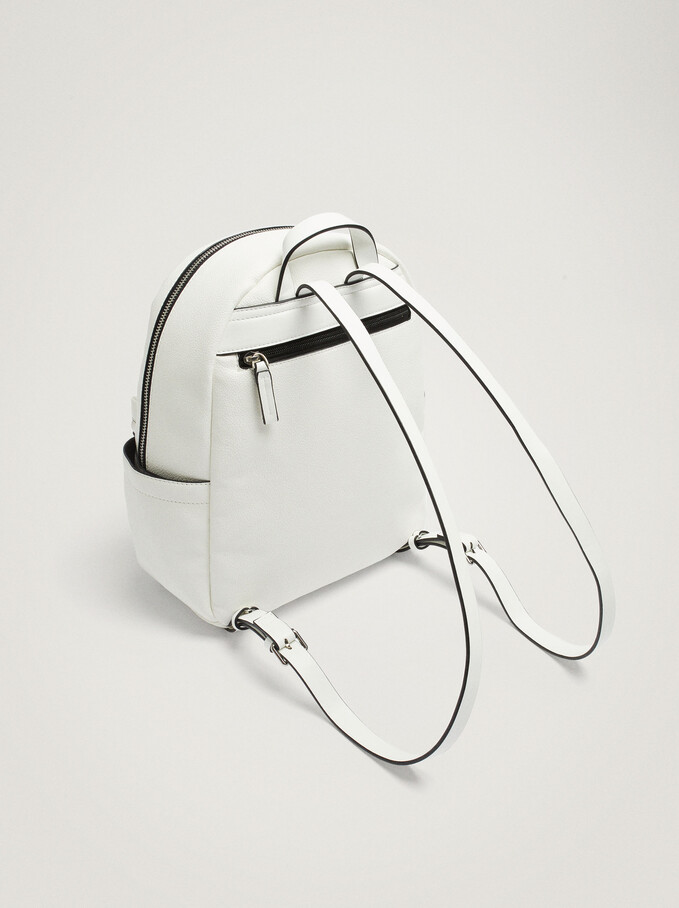 Backpack With Outer Pockets, White, hi-res