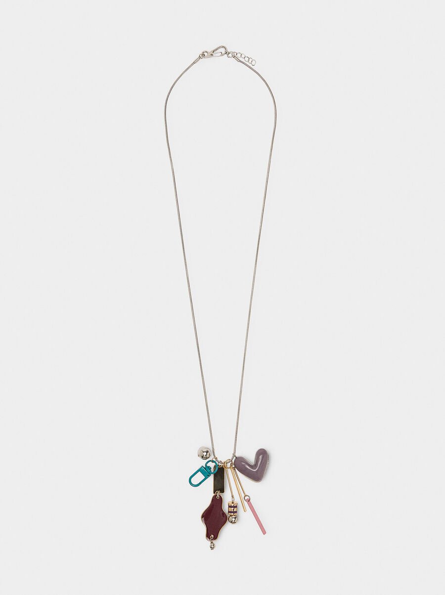 Long necklace with enamel pendants