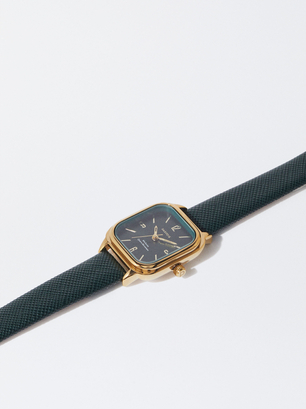 Square Case Watch, Green, hi-res