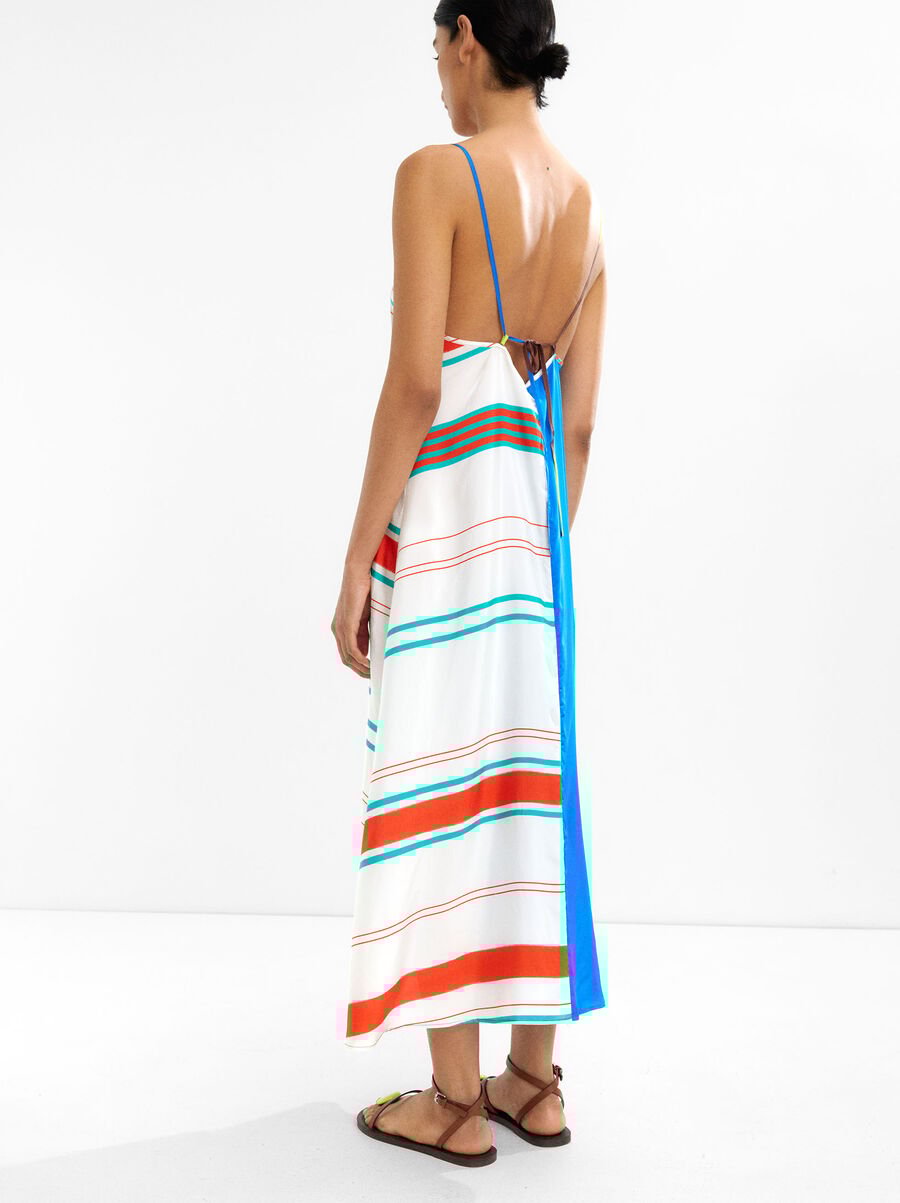 Silk dress with contrast straps