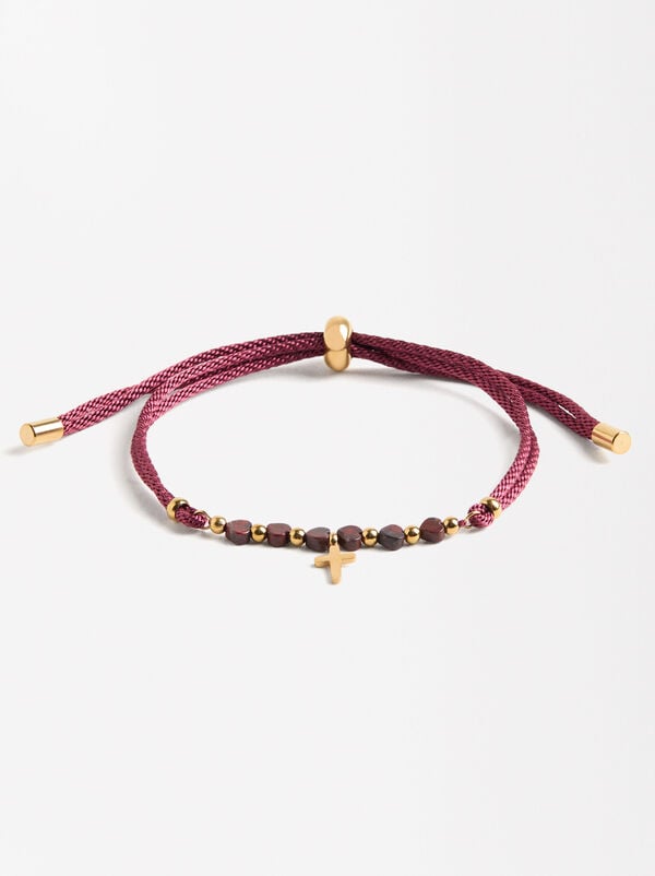 Adjustable Bracelet with Charm - Stainless Steel