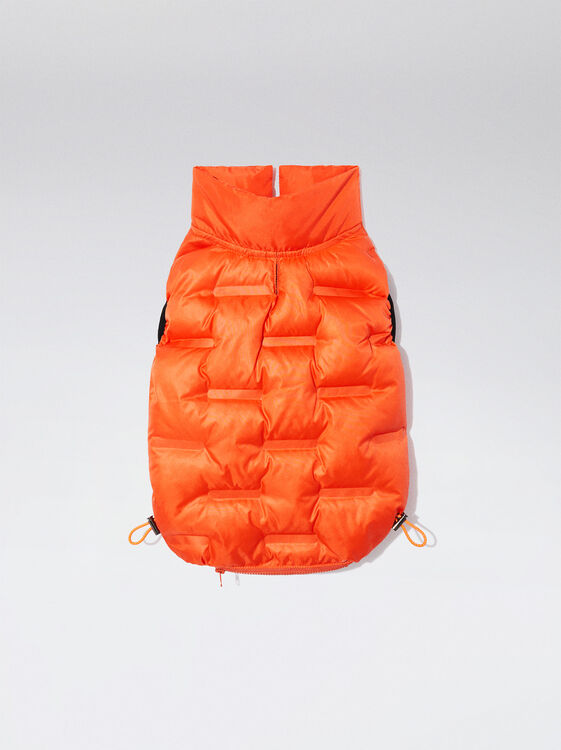 Quilted Personalised Dog Coat, Orange, hi-res