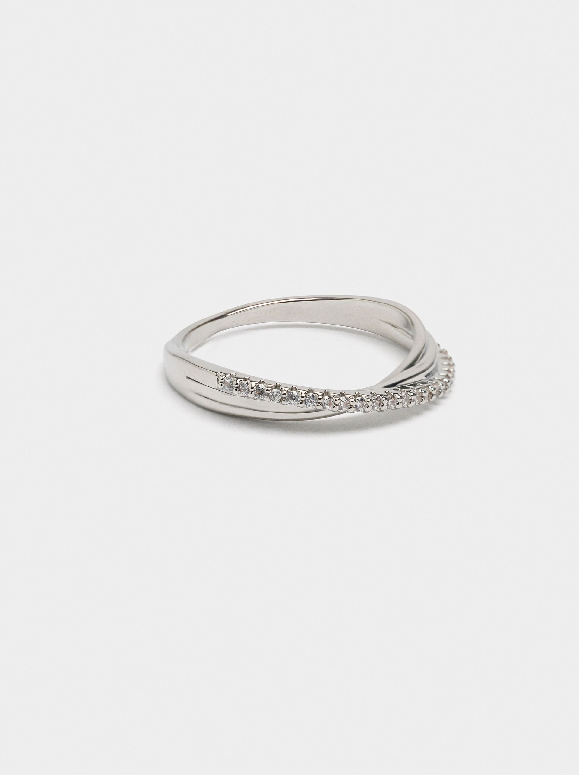 Cross ring with zircons  image number 3.0