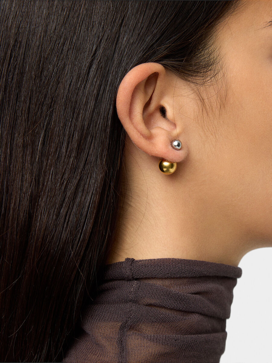 Individual bicolor spheres earring - stainless steel