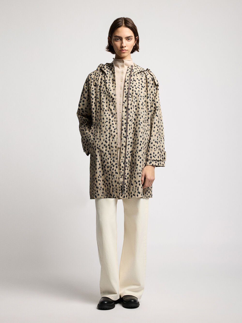 Parka with animal print