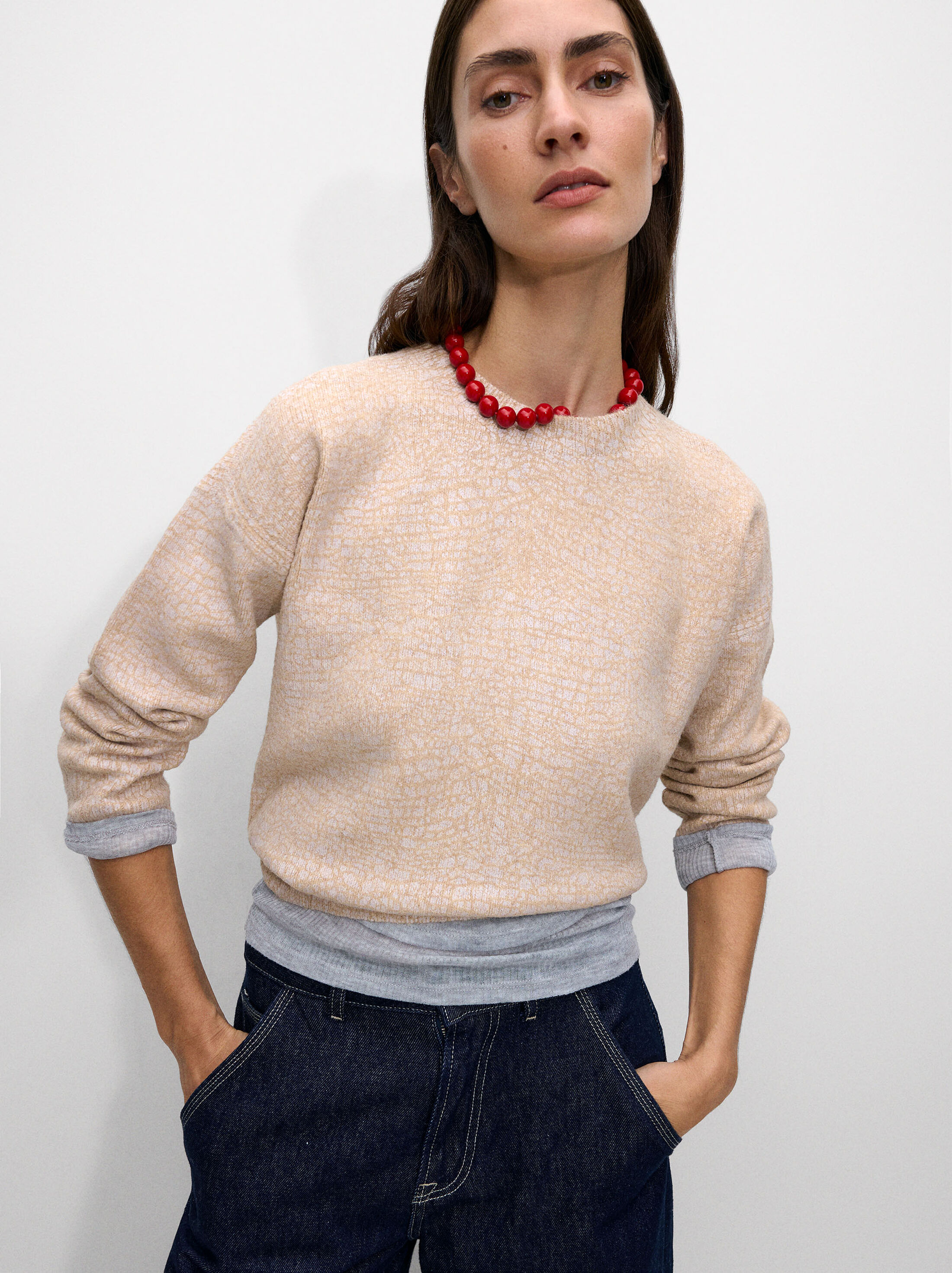 Sweater with crackle print image number 0.0