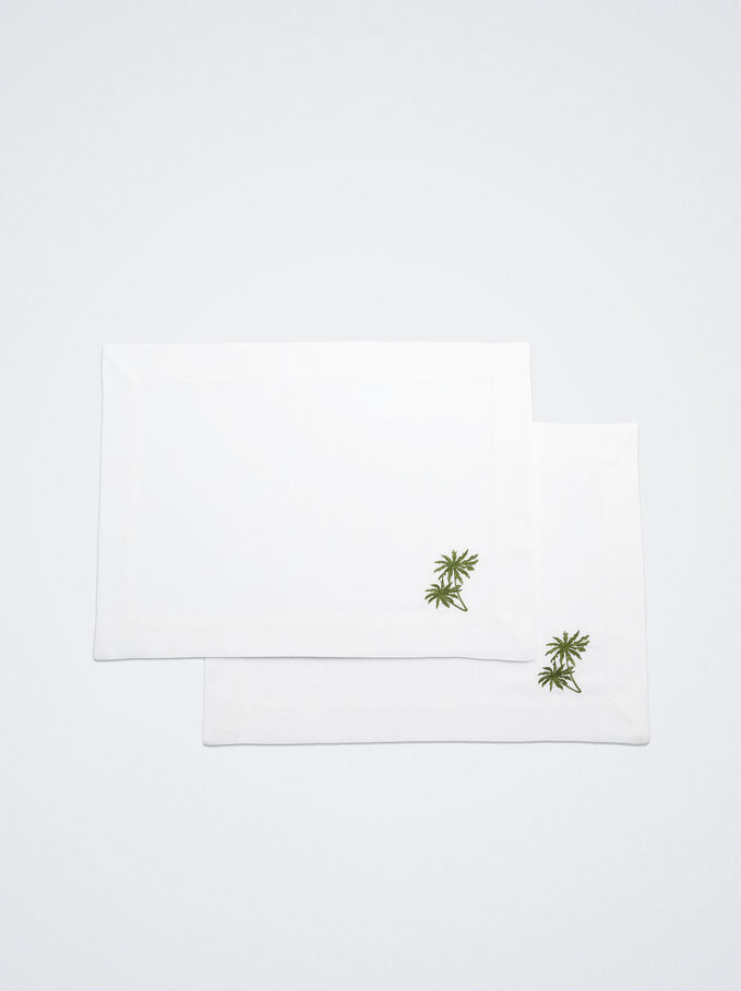 Pack Of 2 Cotton Place Mats, Green, hi-res
