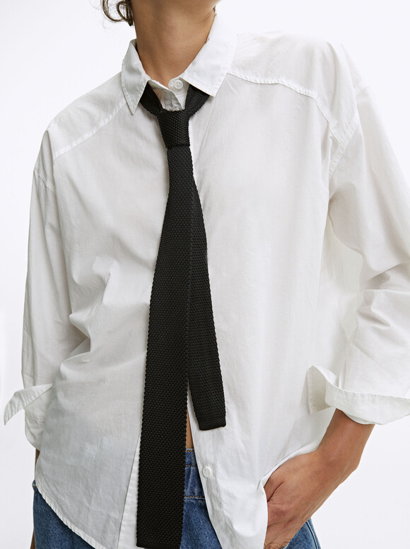 Textured Tie, Black, hi-res