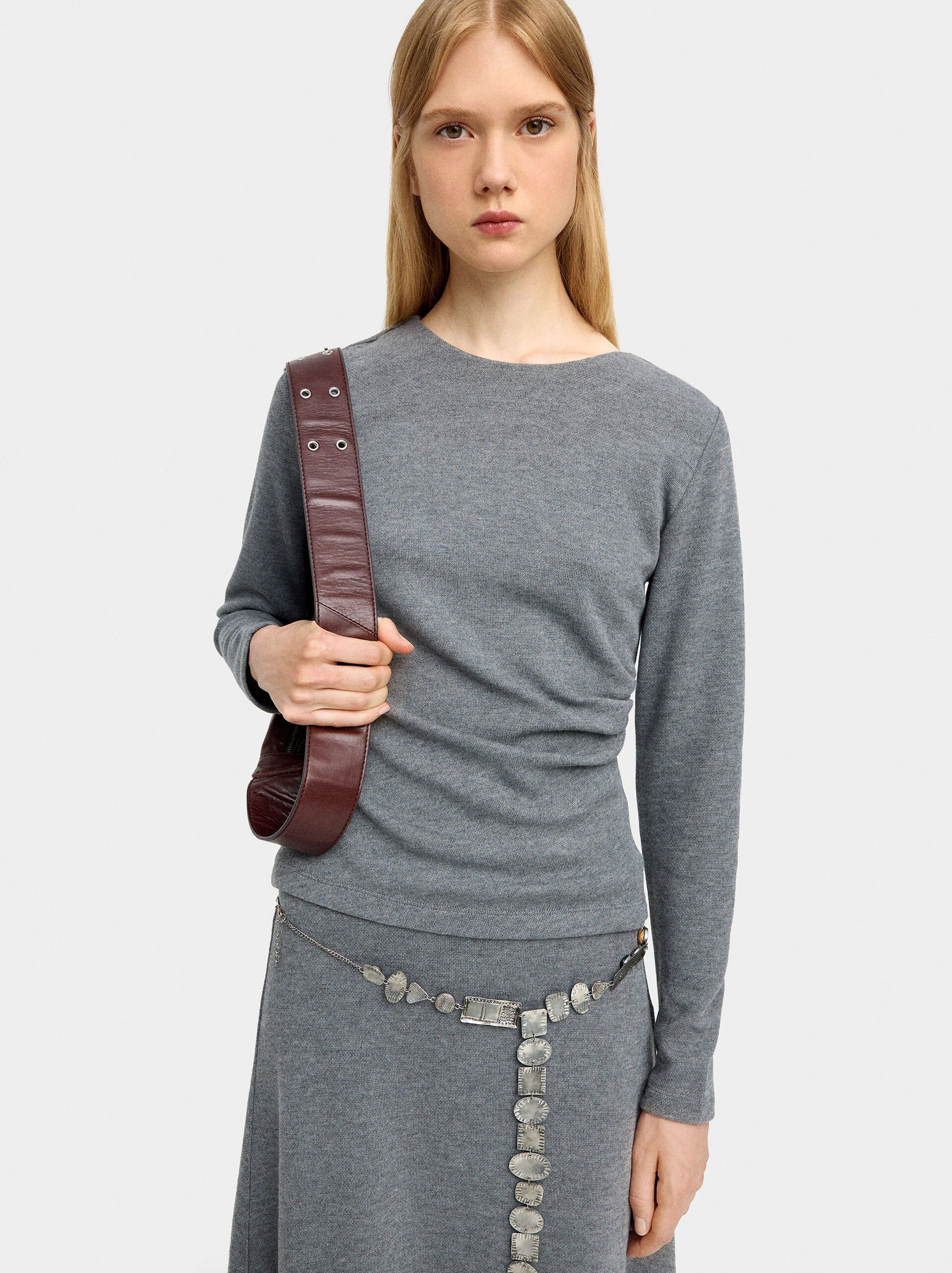 T-shirt with draped detail image number 0.0