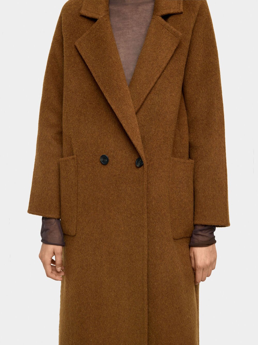 Long coat with wool blend