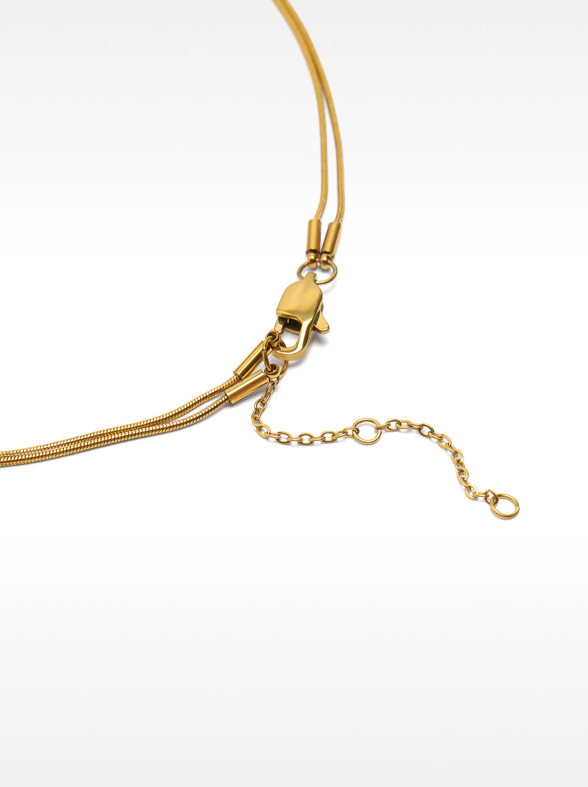 Collier double avec perles d’eau douce - acier inoxydable image number 2.0