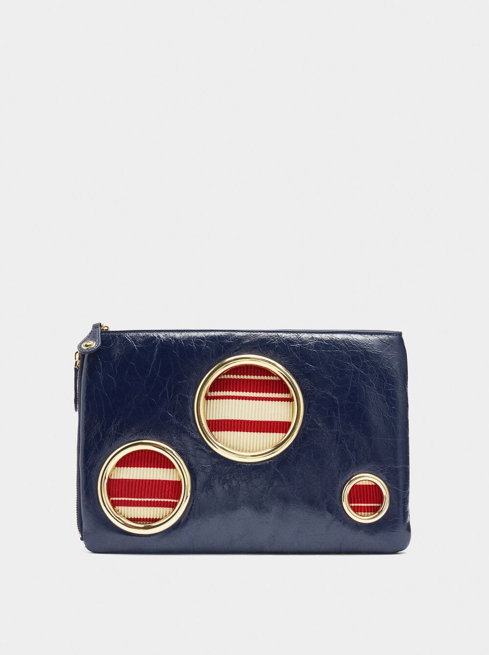 Envelope leather bag with mesh details