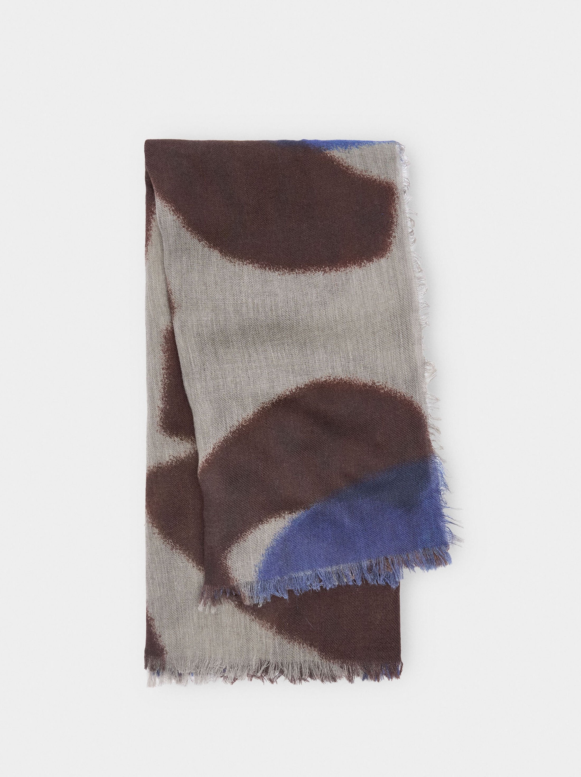 Printed scarf made of wool and cotton image number 0.0