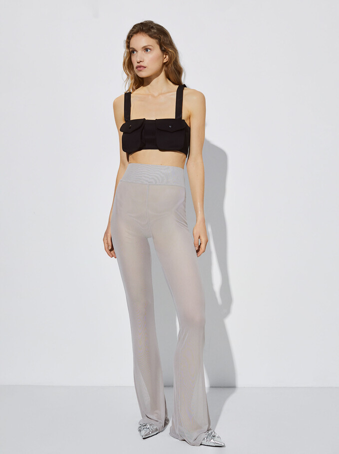 Pantalón Mesh De Campana, Gris, hi-res