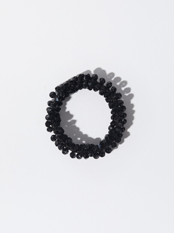 Hair Elastic With Crystals, Black, hi-res