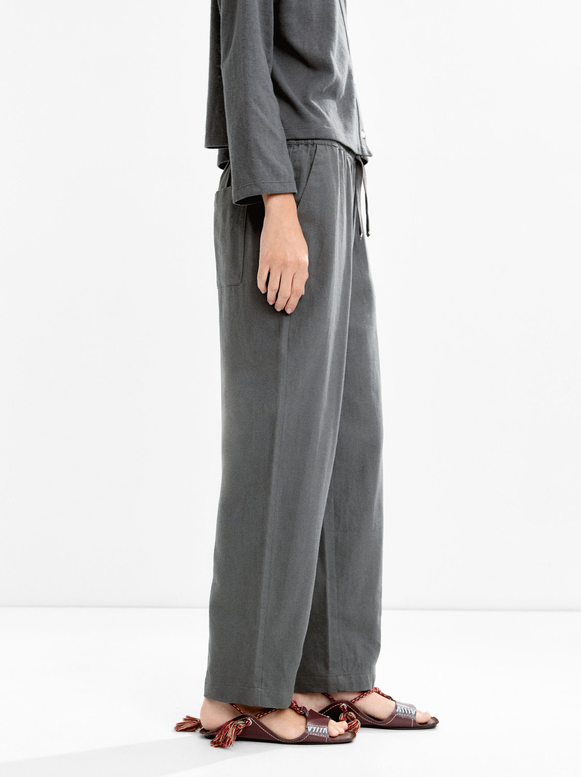 Cotton pants with adjustable drawstring image number 2.0