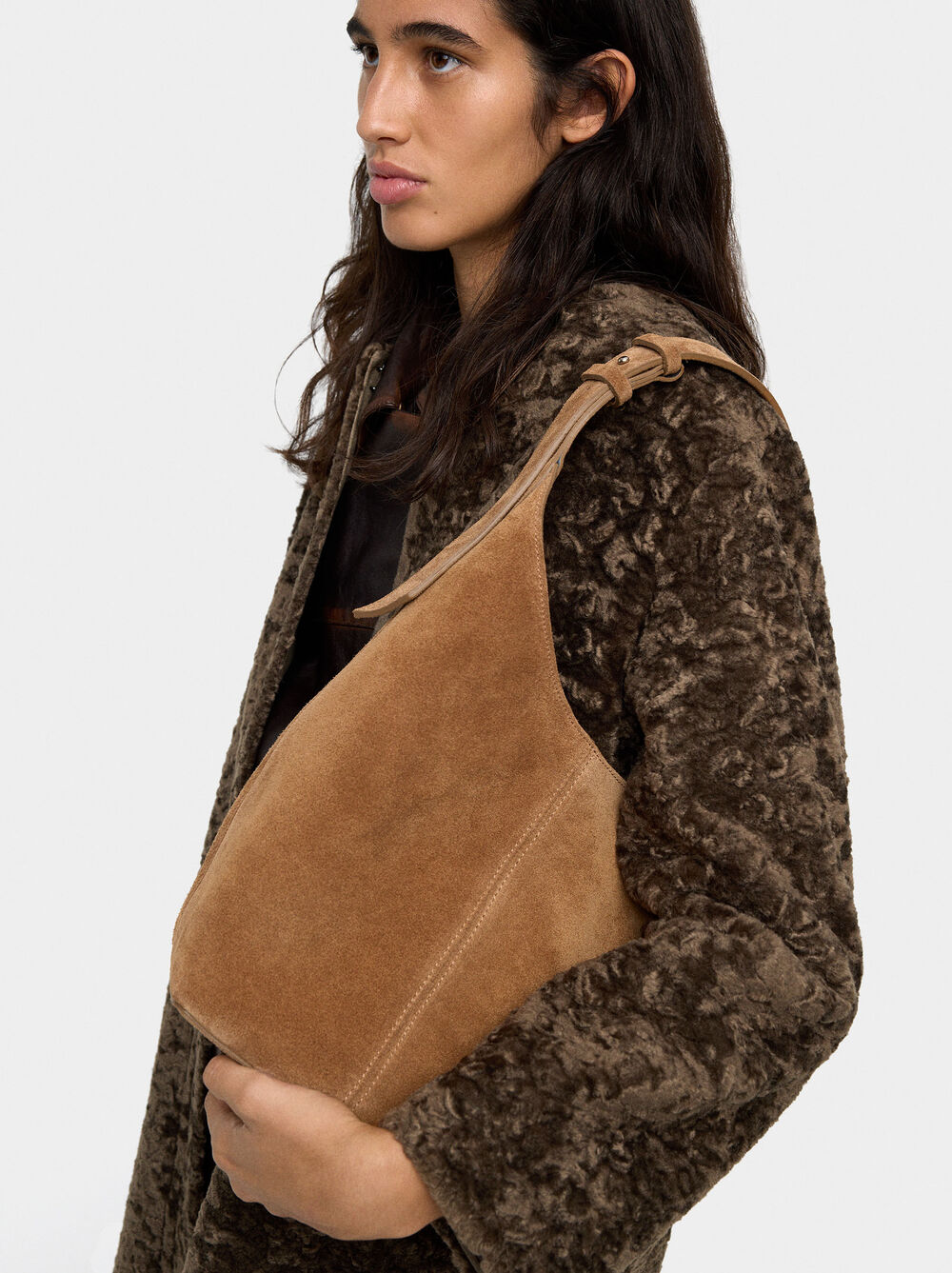 Bolso bombonera de ante bolso interior