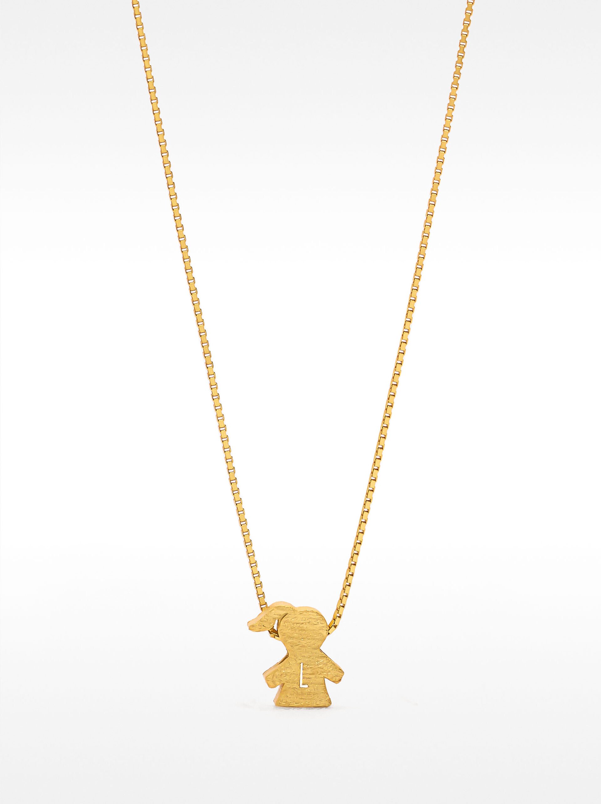 Short necklace with girl charm - 925 sterling silver image number 0.0